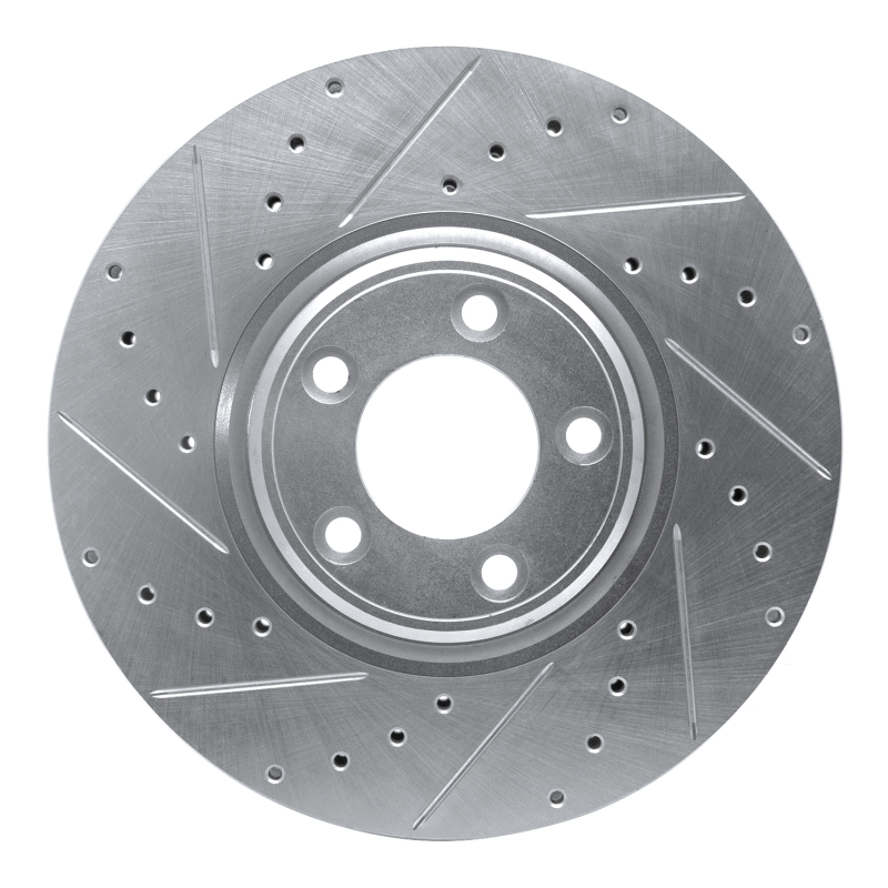 Jaguar VanDEN PLAS Brake Rotor (1) - Front Left - R1 Concepts - Drilled & Slotted - Silver - `03-`05